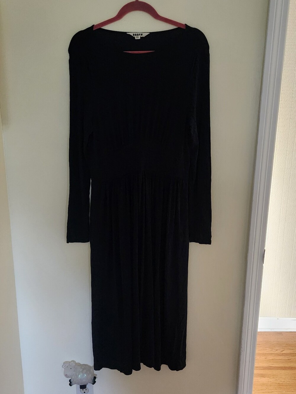 Boden Dress Thea Blue Jersey Midi Dress Long Sleeve Minimalist Pockets US 8R - Picture 2 of 6